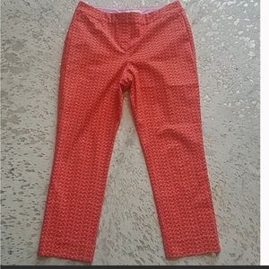 BODEN Richmond Pants Red Glasses Print Size 10 Midrise Slim Straight Leg Ankle